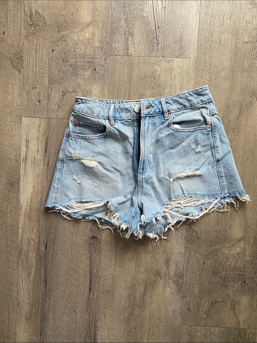 Garage Light Blue Distressed Denim Shorts